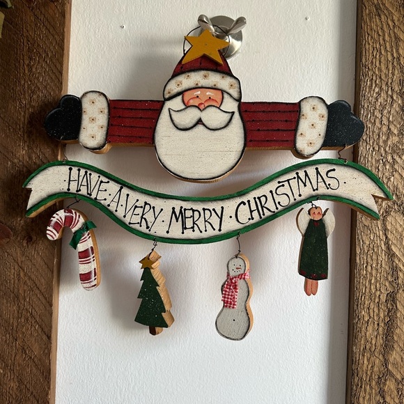 Vintage Hand Crafted Santa Have a Merry Christmas Wooden Wall Art - Picture 2 of 16